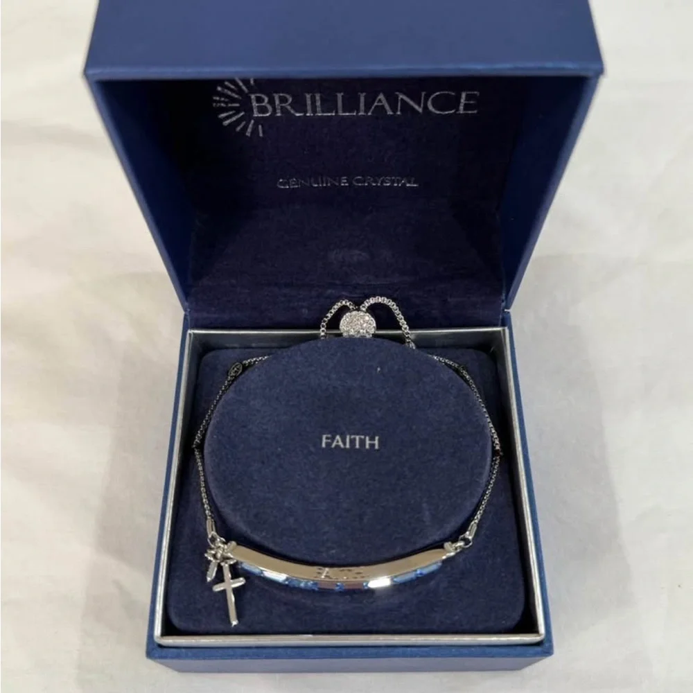 Brilliance “Faith” Crystal Bracelet with Cross Charm - New in Box - Picture 2 of 2